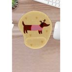 Karmat Damla, Sarı Rengi, Sevimli Köpek Desenli Kaymaz Tabanlı Bilek Destekli Mousepad, Bilgisayar Aksesuar