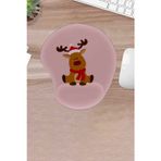 Karmat Damla, Yılbaşı Şapkası Geyik, Kaymaz Taban Bilek Destekli Mousepad, Bilgisayar Aksesuarı, Ergonomik