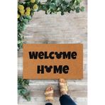 KARMAT Dekoratif Kapı Önü Paspası, Karikatür, Welcome Home Iç Ve Dış Kapı Önü Paspası siyah-45 x 70