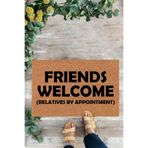 KARMAT Friends Welcome, Yazılı Kapı Önü paspası, İç ve Dış Kapı Önü Paspası, Dijital Baskı Paspas siyah-45 x 70