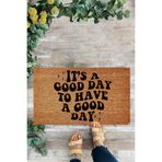 KARMAT Good Day Kapı Önü Paspası, Yazılı İç ve Dış Dekorasyona Uygun Kapı Önü Paspası siyah-45 x 70