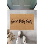 KARMAT Good Vibes Only, İç ve Dış Kapı Önü Paspası, Dijital Baskı Paspas, Desenli dekoratif paspas Bej-45 x 70