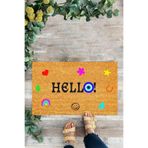 KARMAT Hello, Desenli, Renkli Baskılar, İç ve Dış Kapı Önü Paspası renkli-45 x 70