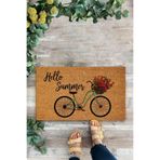 KARMAT Hello Summer Paspas, Bisiklet Desenli Paspas, İç ve Dış Kapı Önü Paspası Renkli-45 x 70