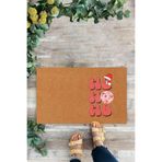 KARMAT Ho Ho Ho, Noel Baba, Yılbaşı Teması İç ve Dış Kapı Önü Paspas, Dekoratif Kapı Önü Paspası pembe-45 x 70