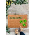 Karmat Home Hoşgeldiniz 4 Yapraklı Yonca Dekoratif Çok Amaçlı Iç Ve Dış Kapı Paspası