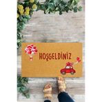 KARMAT Hoşgeldiniz Çok Amaçlı İç ve Dış Dekoratif Kapı Önü Paspası kırmızı-45 x 70