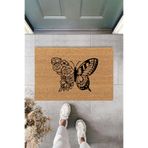 KARMAT Kelebek, Modern Dijital Baskı Paspas, İç ve Dış Kapı Önü Paspası, Çeyiz Paspas Bej-45 x 70