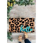 KARMAT Leopar Desenli Paspas, Hello Paspas, İç Dış Kapı Önü Paspası, Dekoratif Çok Amaçlı renkli-45 x 70