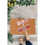 KARMAT Please Stop Here, Kırmızı Tabela, Yılbaşı Temalı Kapı Önü Paspası renkli-45 x 70