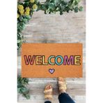 KARMAT Renkli Welcome Kapı Önü Paspası, İç ve Dış Kapı Önü Paspası, Dekoratif Paspası renkli-45 x 70