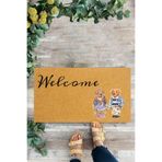 KARMAT Welcome Ayıcıklı Paspas, Kapı Önü Paspası, İç ve Dış Kullanımlı Kapı Önü Paspası bej-45 x 70