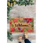 KARMAT Welcome Çiçek Desenli İç ve Dış Mekana Uygun Kapı Önü Paspası renkli-45 x 70