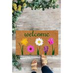 KARMAT Welcome Çiçekli Paspas, Iç Ve Dış Mekan Için Uygun Kapı Önü Paspası, Dijital Baskı renkli-45 x 70