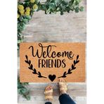 KARMAT Welcome Friends, Dekoratif İç ve Dış Kapı Önü Paspası siyah-45 x 70
