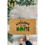 KARMAT Welcome Home Yazılı Paspas, İç ve Dış Mekan Kapı Önü Paspası yeşil-45 x 70