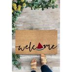KARMAT Welcome Karpuz Desenli Paspas, İç ve Dış Mekan Kapı Önü Paspası bej-45 x 70