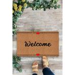 KARMAT Welcome Paspas, İç ve Dış Mekan Dekoratif Kapı Önü Paspası bej-45 x 70
