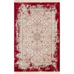 Karmen Halı Diamente Dm005J Krem Kırmızı Çerçeveli Halı Modern Klasik Desen 100 Tarak Bambu Viskon İpek Serisi,160 X 230