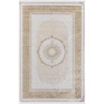 Karmen Halı Elit El002S Krem Halı Gold Kenar Çerçeveli Göbekli Ince Yumuşak Akrilik Tozuaz Modern Salon Halısı,240 X 340