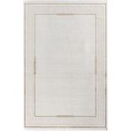 Karmen Halı Elit El006S Krem Halı Gold Detaylı Kenar Çerçeveli Ince Yumuşak Akrilik Tozuaz Modern Salon Halısı,80 X 300