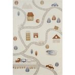 Karmen Halı Icon Kids Ic012R Krem Renk Akrilik Trafik Yolu Desenli Çocuk Odası Halısı,100 X 200