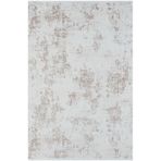 Karmen Halı Lotus Plus 08584A Beyaz Halı Kahverengi Detaylı Ince Akrilik Tozuaz Salon Halısı Yatak Odası Koridor,120 X 180