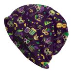 Karnaval Beanie Standart Kapalı Kemo Örme Şapkalar Bol Slouchy Kafatası Kep Kanser Şapkalar Kadın Erkek için, Mardi Gras Karnavalı5, Tek Beden