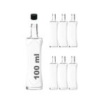 Karokstore 100 ml Şeffaf Piramit Sosluk 100 cc Kapaklı Kavisli Cam Şişe 6 Adet (Siyah (Plastik)) - standart