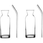 Karokstore 2 Adet Cam Pipetli Limonata Sunum Şişe Karaf Süt ve Meyve Suyu Bardağı