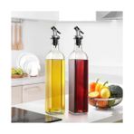 Karokstore 2’li Cam Yağdanlık Seti – 500 ml Sızdırmaz Kapaklı Damlatmaz Yağ Şişesi, Zeytinyağı ve Sirke Için Cam Yağlık, Sıvı Yağ Saklama ve Dökme Şişesi - standart