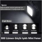 Karokstore 3 Adet LED Anahtarlıklı Metal Kasa El Feneri Şişe Açacağı Usb’li Şarj Edilebilir Cep Boy Cob 800MAH