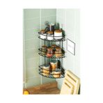 Karokstore 3 Katlı Siyah Paslanmaz Baharatlık, Duvar Veya Tezgah Üstü Baharatlık, Köşe Rafı, Köşelik, Baharat Standı, Baharat Rafı, Kahve Rafı, Delme Gerektirmez Yapışkanlı Askı Siyah Renk 50 cm - standart