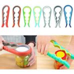 Karokstore 4 Fonksiyonlu Metal Üzeri Silikon Şişe Kavanoz Kapağı Açma Aparatı - standart