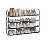 Karokstore 4 Katlı Ayakkabı Rafı, Antre Dolabı Için Ayakkabı Saklama Çözümü, Ince ve Yer Tasarrufu Sağlayan, Metal Çerçeve, Dokuma Olmayan Kumaş Raflar, Siyah LSH054B01