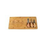 Karokstore 4 Parça Bambu Ahşap Peynir Servis Sunum Kesim Seti Peynir Servis Tahtası Spatula Bıçak Çatal - standart
