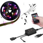 Karokstore 5V USB 100CM Rgb Şerit LED 3 Çipli SMD5050-30LED Ses Sensörlü Kumandalı