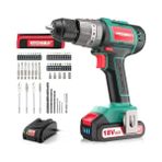 Karokstore Akülü Tornavida 60 Nm Maks, 18 V Matkap, 2 x 2,0 Ah Akü ve 57 Parça Aksesuar Seti, Fırçasız Motor, 2 Vites, 21 + 3 Tork Kademesi, Çekiç Fonksiyonlu Matkap - standart