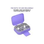 Karokstore Bento 1030ML Lunchbox Tek Katlı 2 Bölmeli Paslanmaz Çelik Sefer Tası Yemek Kutusu (Mor) - standart