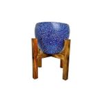 Karokstore Bitki Tasarımı Ev Dekorasyon Lacivert Granit Toprak Saksı Saksılık Salon Çiçeklik 4 Ayaklı - 15 cm