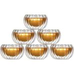 Karokstore Çift Katmanlı Cam Lokumluk Sosluk 6'lı Set - Şeffaf Çift Cidarlı Cam Sunum Kapları - standart