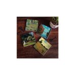 Karokstore Claude Sonbahar, Bahçedeki Kadın, Gelincikler, Gölü Taş Bardak Altlığı Seti - 4 Parça - Dekoratif, Rustik, 10X10 Cm, Kaydırmaz Tabanlı, Şık ve Dayanıklı SC535 - standart