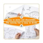 Karokstore Çocuk Çizim Rulosu, 300X38CM Büyük Boy Dıy Yapışkan Duvar Boyama Kağıdı, Hayvan Figürlü Bölümlü Çizim Seti, Kız ve Erkek Çocuklar Için Parti ve Sanat Aktivite Malzemesi - Standart