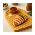 Karokstore Doğal Bambu Oval Çizgili Sunum ve Kesme Tahtası – Estetik, Dayanıklı ve Çok Amaçlı Mutfak Sunum Seti (32X24 Cm)