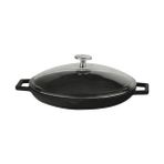 Karokstore Döküm Izgara Tavası 30 Cm, Siyah, Cam Kapaklı - standart
