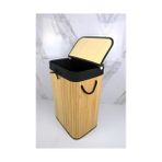 Karokstore El Yapımı Hasır Katlanır Çamaşır Sepeti Dikdörtgen 72 Litre (40CM*30CM*61CM), Doğal Malzemeden Üretilmiş Çamaşırlık (- Siyah) - 40 x 30 cm