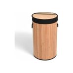 Karokstore El Yapımı Hasır Katlanır Çamaşır Sepeti Yuvarlak 55 Litre (35CM*35CM*61CM), Doğal Malzemeden Üretilmiş Çamaşırlık - 35 x 35 cm