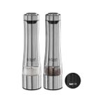 Karokstore Hobbs Elektrikli Tuz ve Karabiber Öğütücü Seti, Baharat Değirmenleri, Paslanmaz Çelik, Seramik Öğütücü, Öğütme Derecesi Ince ve Iri Ayarlanabilir, LED Aydınlatma, Pilli, Gümüş - standart