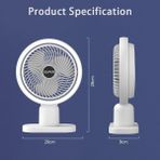 Karokstore Işıklı Vantilatör USB Şarjlı Masaüstü Mini Fan – 3 Kademeli Hız Ayarlı Kompakt Gövde LED Işık