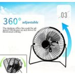 Karokstore Masa Üstü Metal USB Mini Fan - Sessiz Soğutucu Vantilatör - 13.5 cm Çaplı 4 Alüminyum Kanatlı - Ayarlanabilir Açılı Masa Fanı - 5V 2.5W Güç - USB Girişli Mini Klima Fan - Ofis, Ev, Laptop